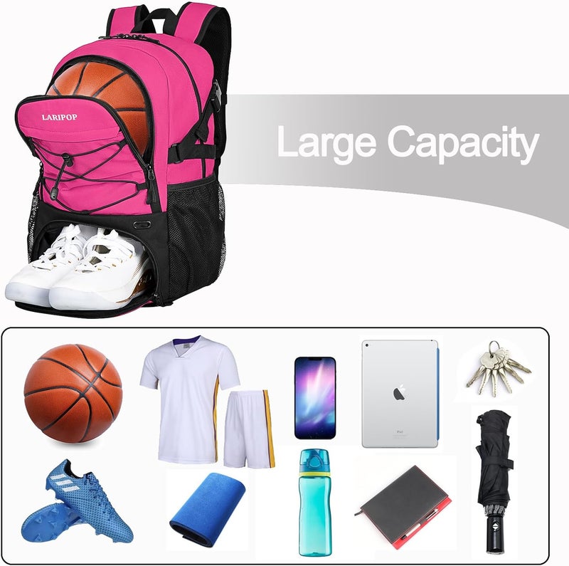 LARIPOP Basketball Bag,Basketball Backpack with Shoe Compartment and Ball Holder,Sport Bags for Soccer,Volleyball,Gym,Travel - Image 3